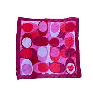 Coach C Signature 100% Silk Red, Pink & Burgundy Scarf or Twilly